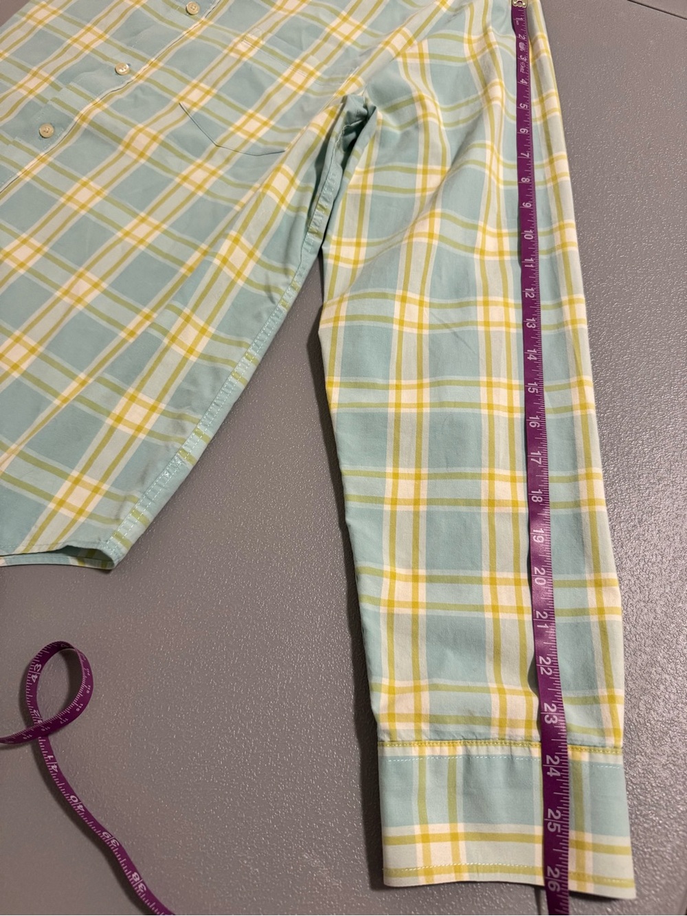 Reed Edward 100% Cotton Light Blue and Yellow Plaid Button-Down Shirt Size L - Picture 10 of 11